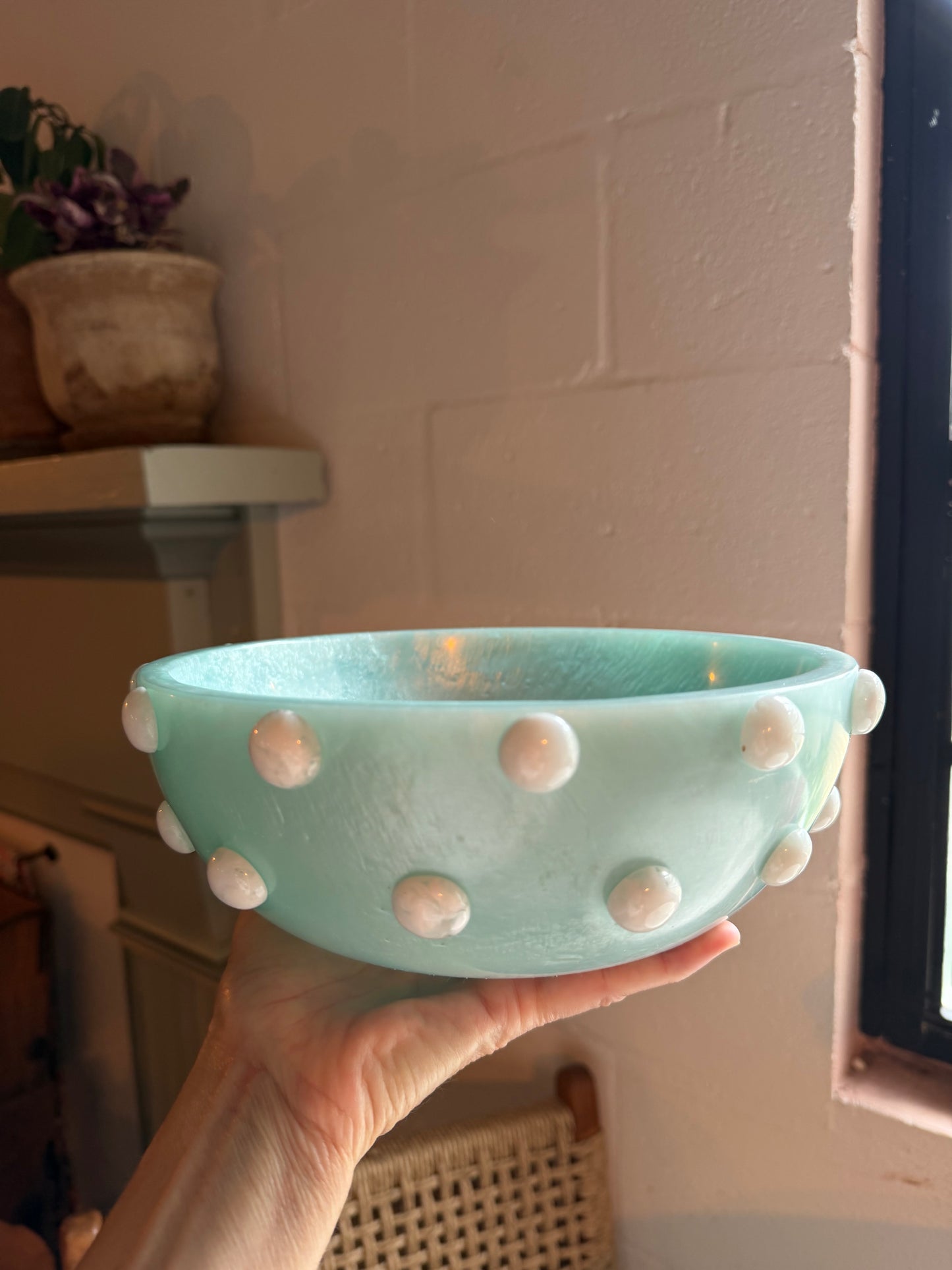 Marbled White & Blue Hobnob Bowl