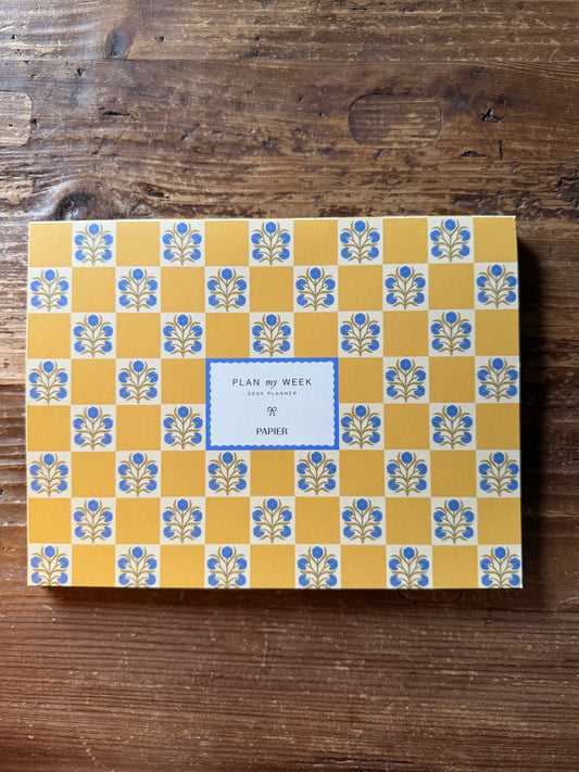 Floral Checkerboard Weekly Desk Planner