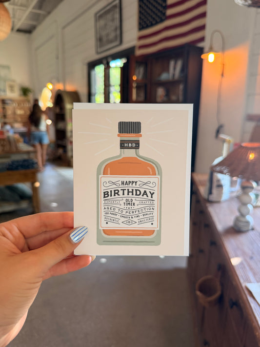 Happy Birthday Whiskey Bottle Greeting Card
