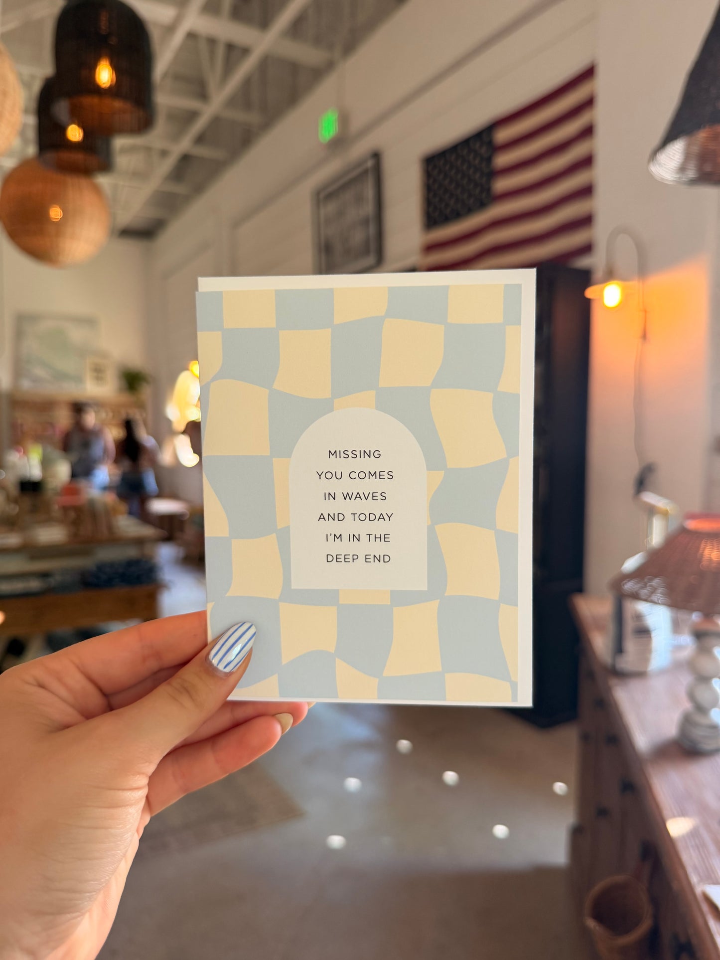 Missing You Comes In Waves Greeting Card