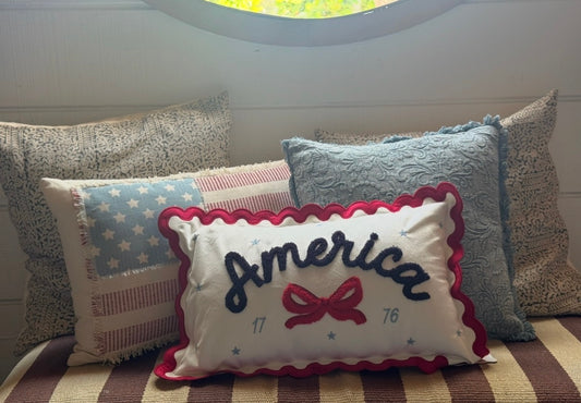 Scalloped Rectangle Throw Pillow–America