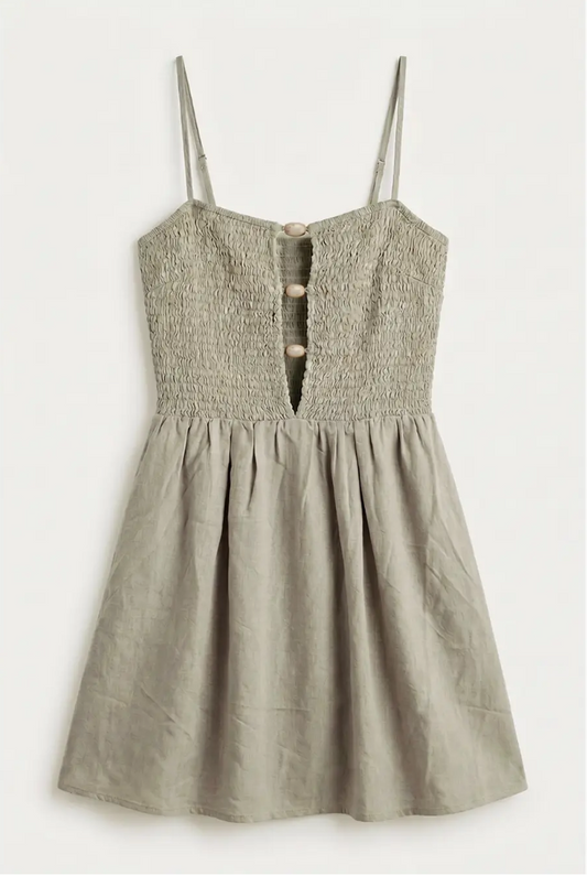 Matcha Mini Smocked Bodice Dress
