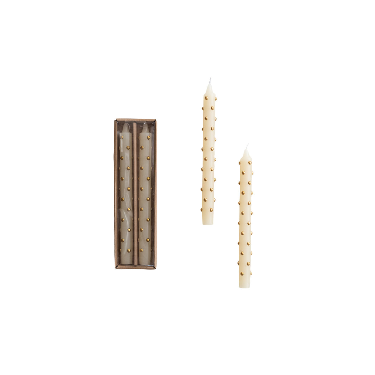 Gold Polka Dot Taper Candles, Set of 2