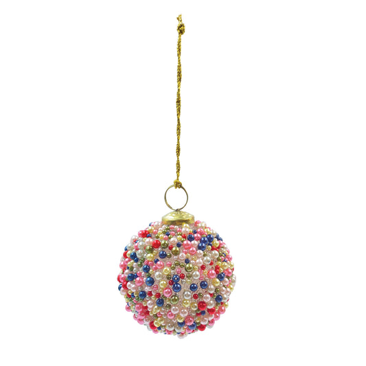 Jolly Beaded Glass Ball Ornament