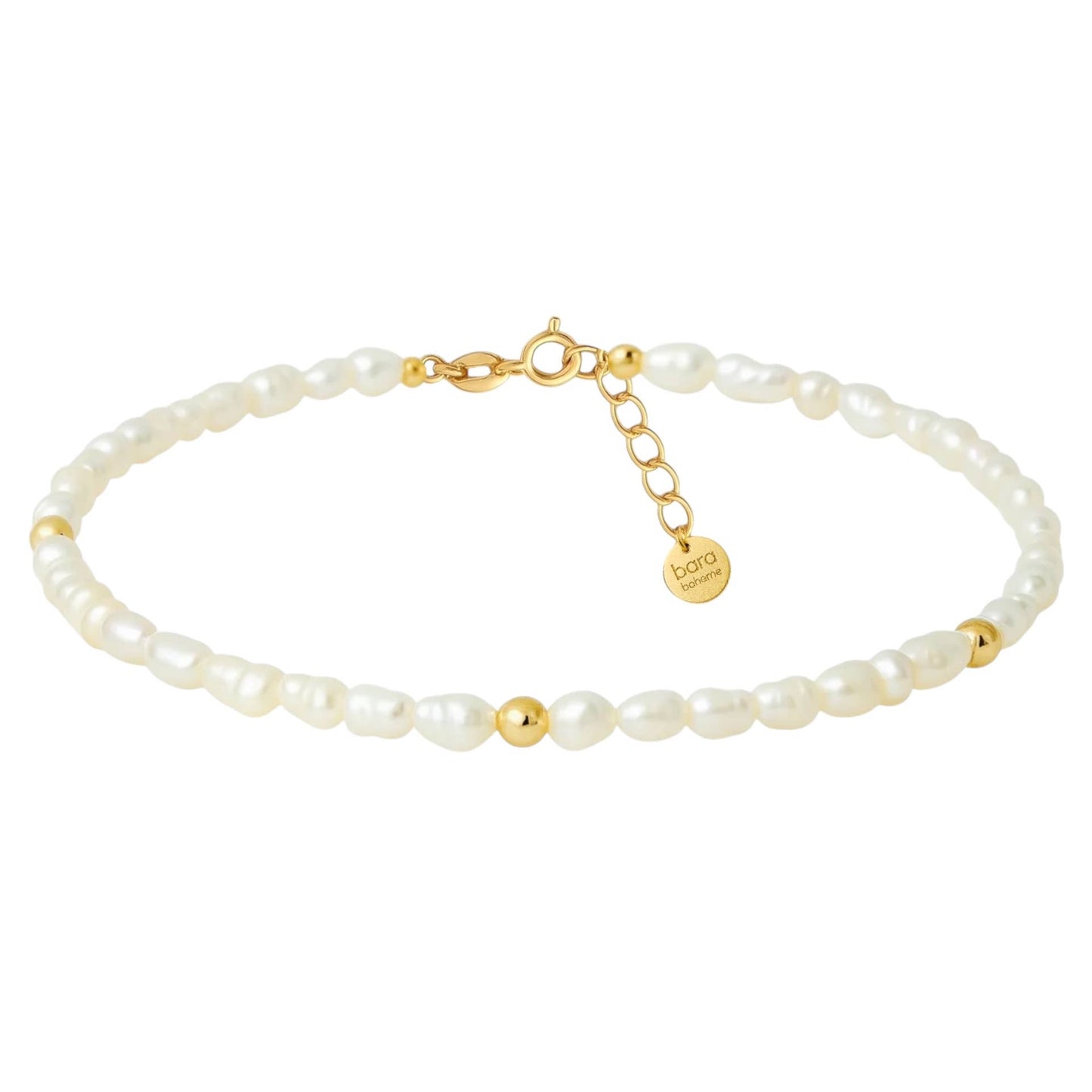 Sara | Gold Filled Beaded Anklet with Pearls