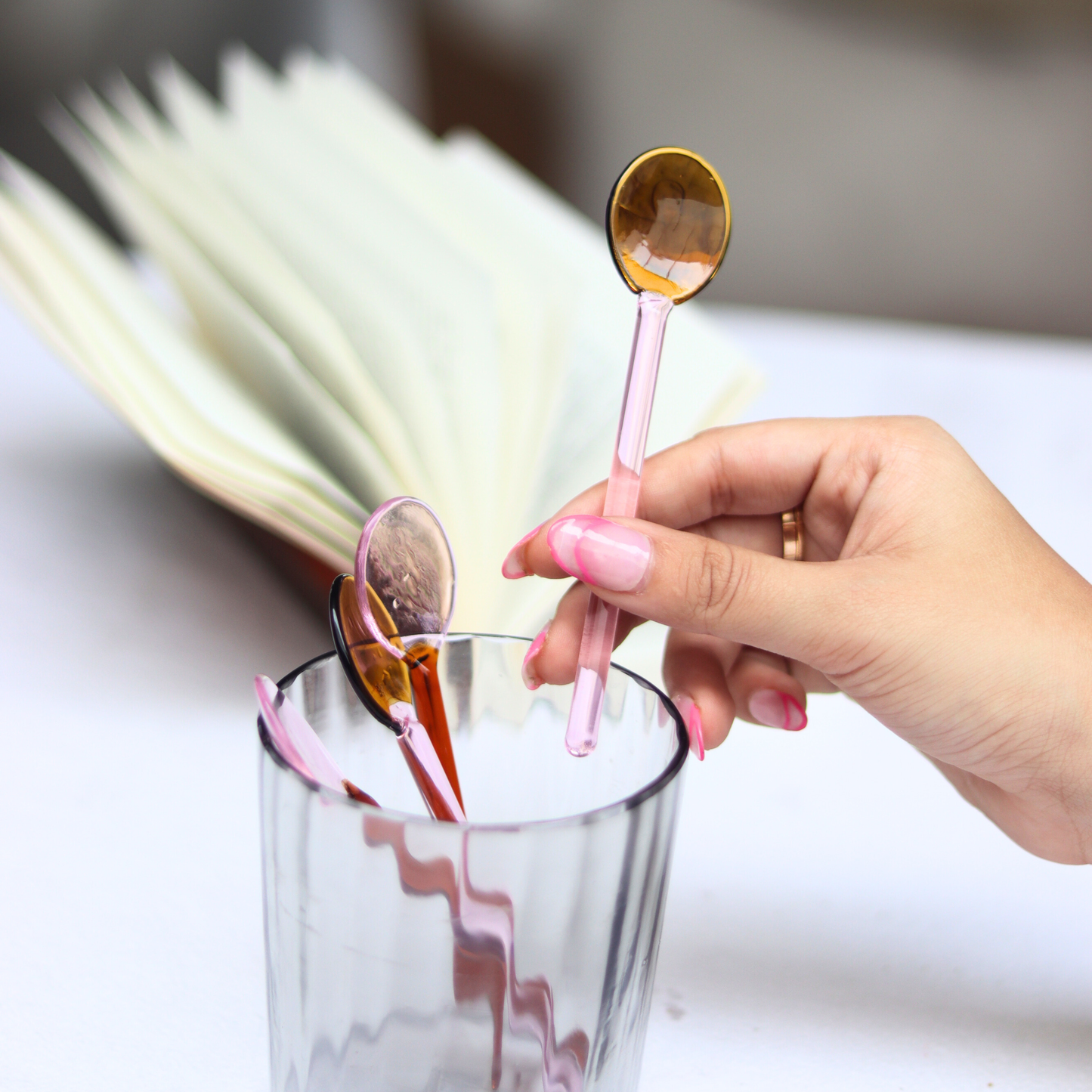 Amber Pink Stirring Spoon