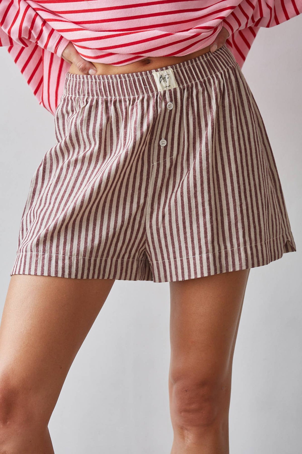 Burgundy Striped Shorts