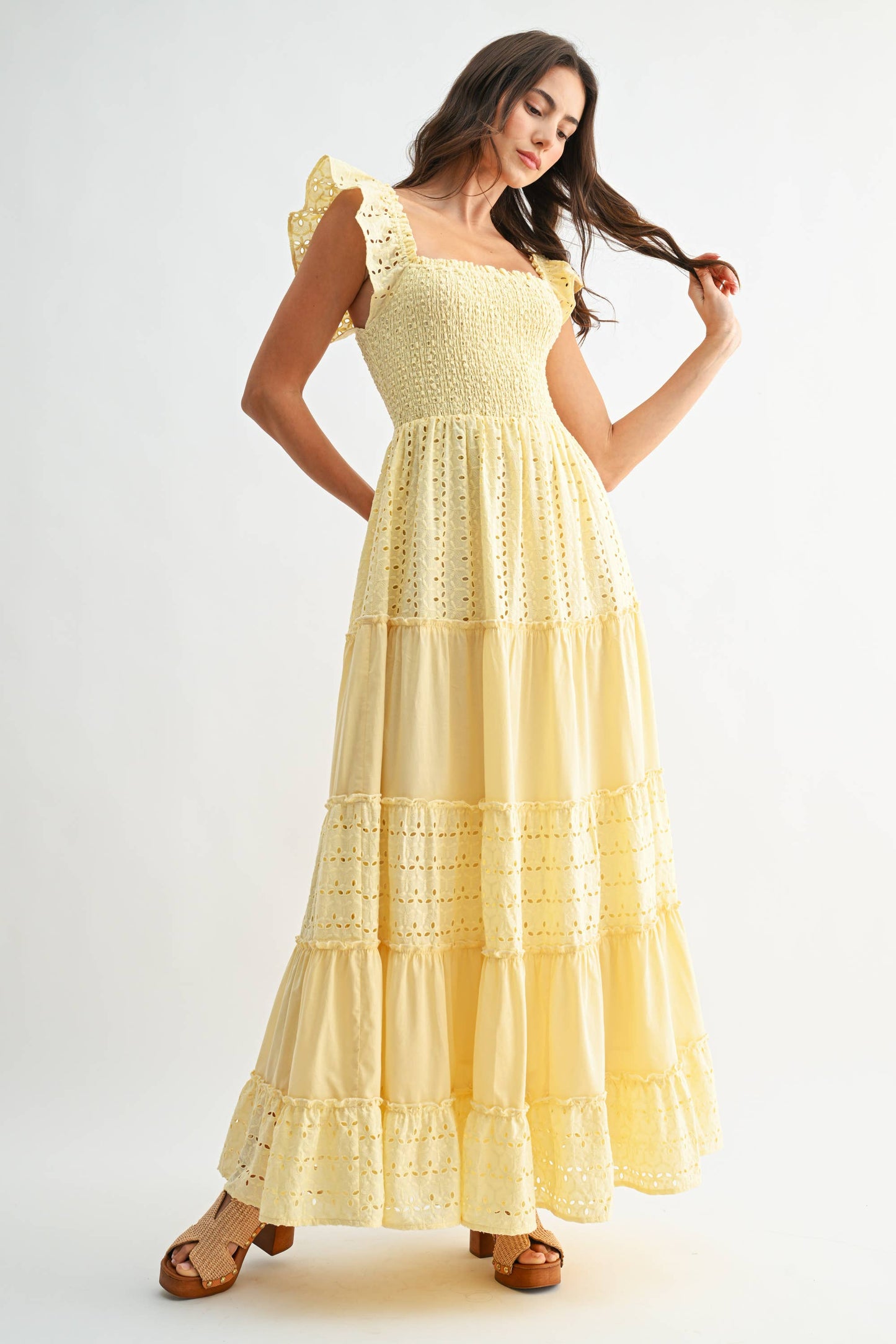 Sunshine Smocked Eyelet Maxi Dress