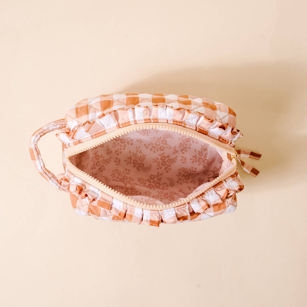 Maple Quilted Cosmetic Pouch-Maple Gingham
