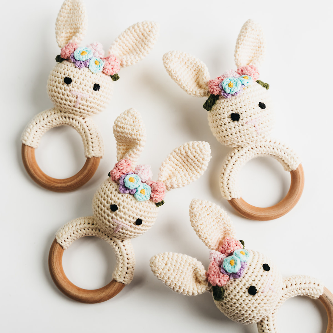 Handmade Cream Bunny Rattle
