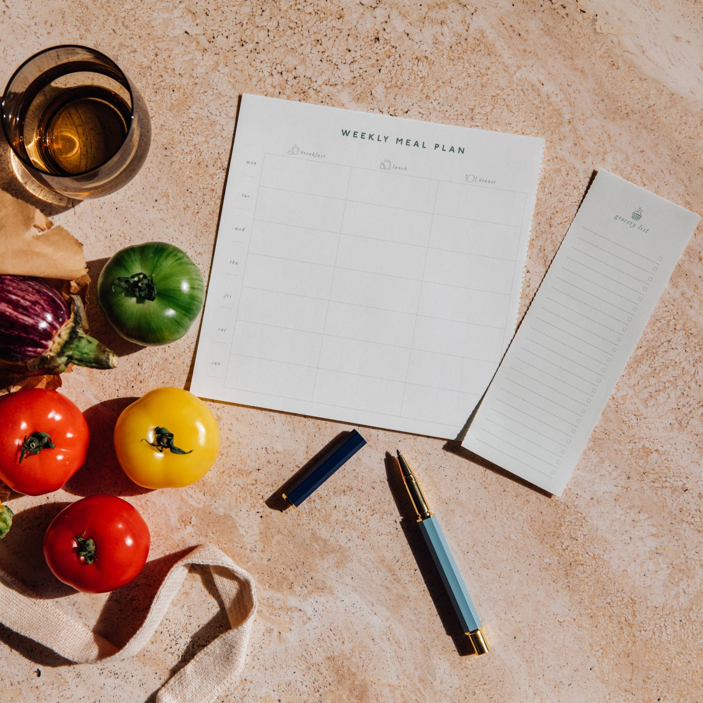 Weekly Meal Planner & Grocery List, Undated - Tablecloth