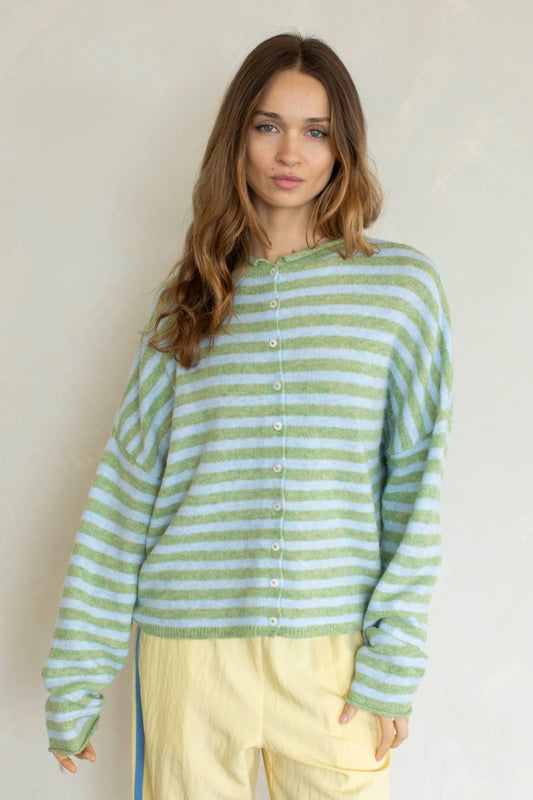 Matcha Striped Cardigan